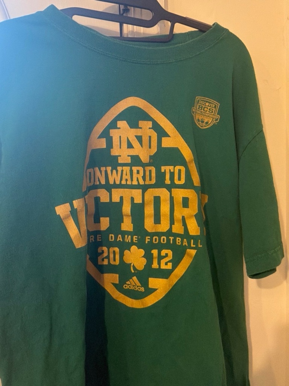 adidas Green Kids' 'Onward to Victory' Football Tee with Gold Print